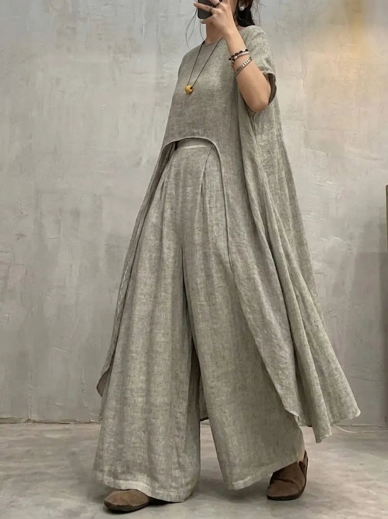 Women's Casual Irregular Design Cotton Linen Set