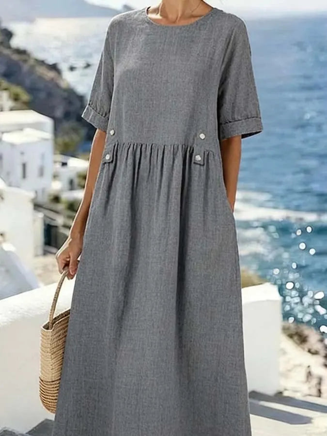 Women'S Casual Solid Color  Dress