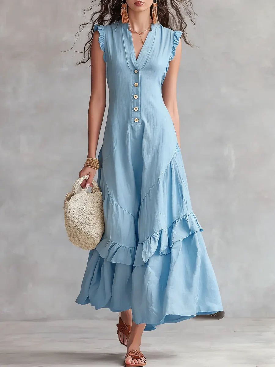 Women's Minimalist Lace Cotton And Linen Dress