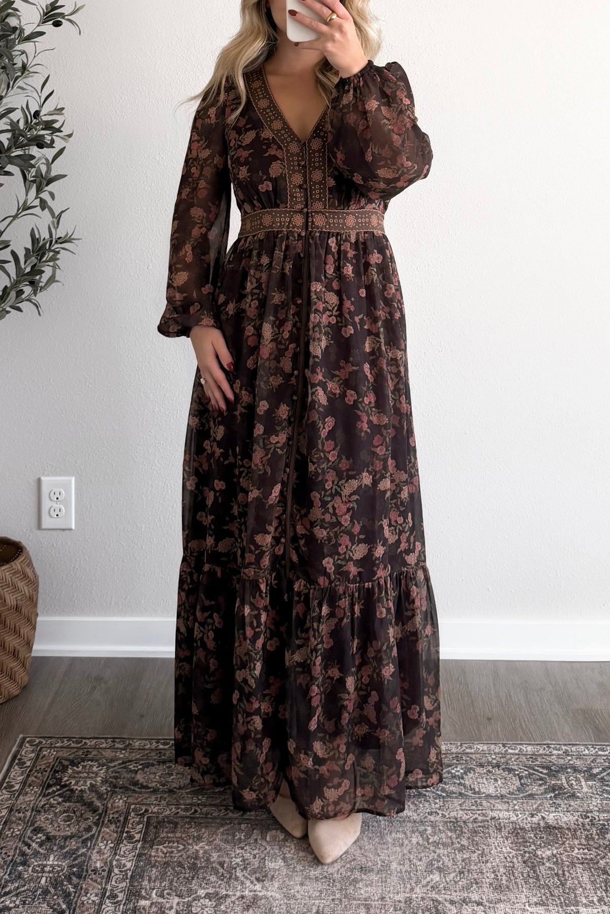 Spiced Fig Floral Maxi Dress