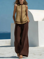 Sleeveless Top And Trousers Set