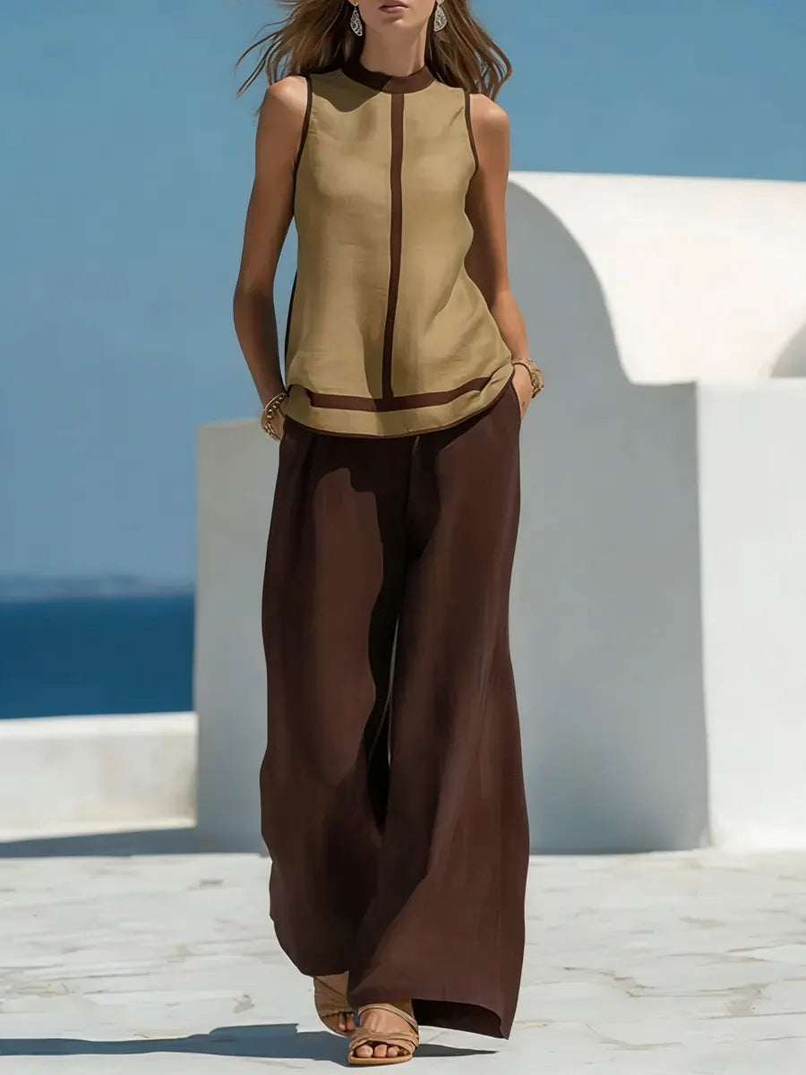 Sleeveless Top And Trousers Set
