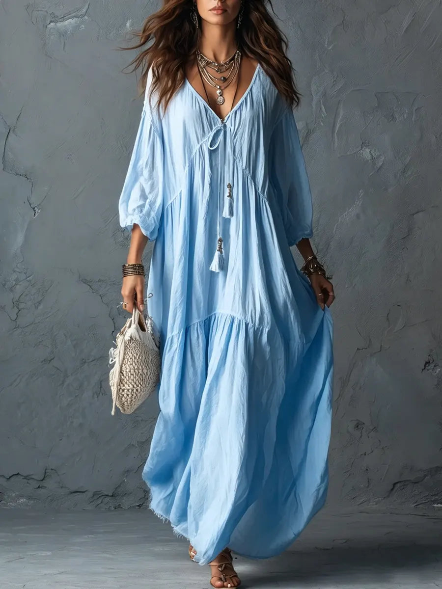 Women's Loose Bohemian Style Cotton Linen Long Dress