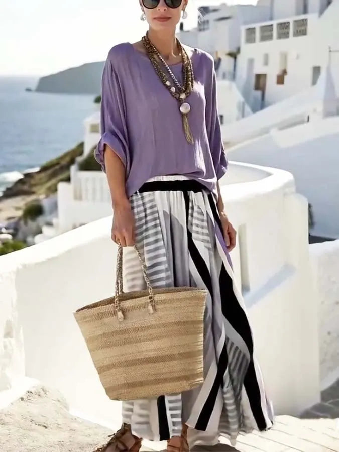 Women's Loose Striped Skirt Suit