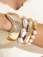 Women's Retro Multi-layer Line Wrap Geometric Open Bracelet Set