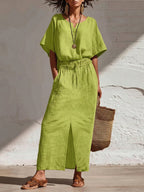Casual Cozy Shirt And Skirt Linen Two-piece Set