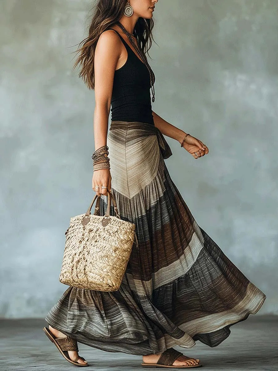 Women's Retro Pattern Art Print Casual Stylish Cotton Skirt