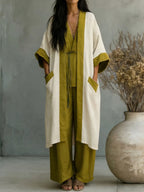 Women's Minimalist-style Casual Cotton-linen Three-piece Set