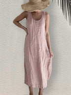 Elegant Round Neck Sleeveless Maxi Dress