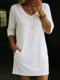 V-collar Short-sleeve Dress