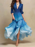 Women's Retro Gradient Color Art Casual Vacation Maxi Dress