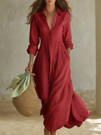 Elegant Artistic Cut Metal Button Dress
