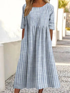 Women's Casual Striped Round Neck Short Sleeve Dress