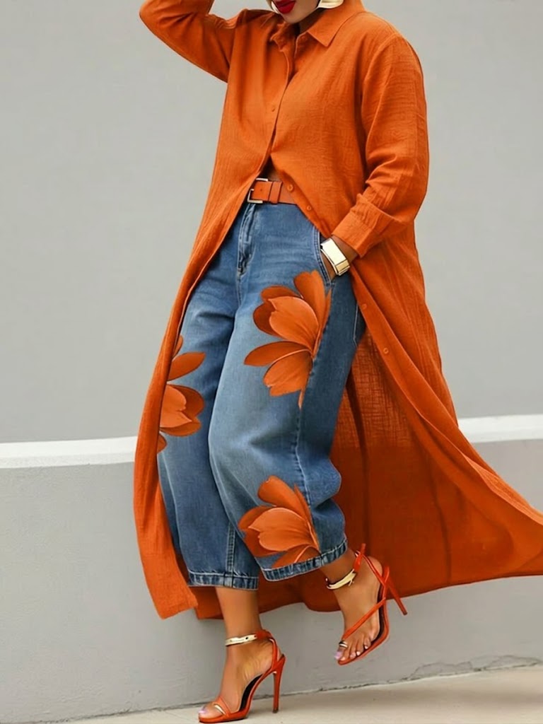 Women Casual Cotton Linen Shirt Dress Long Sleeve Shirt Collar Slim Fit Red Midi Dress
