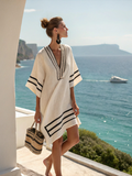 Cotton and Linen Women's V-neck Short Skirt