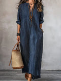 Women's Retro Striped Casual Maxi Dress