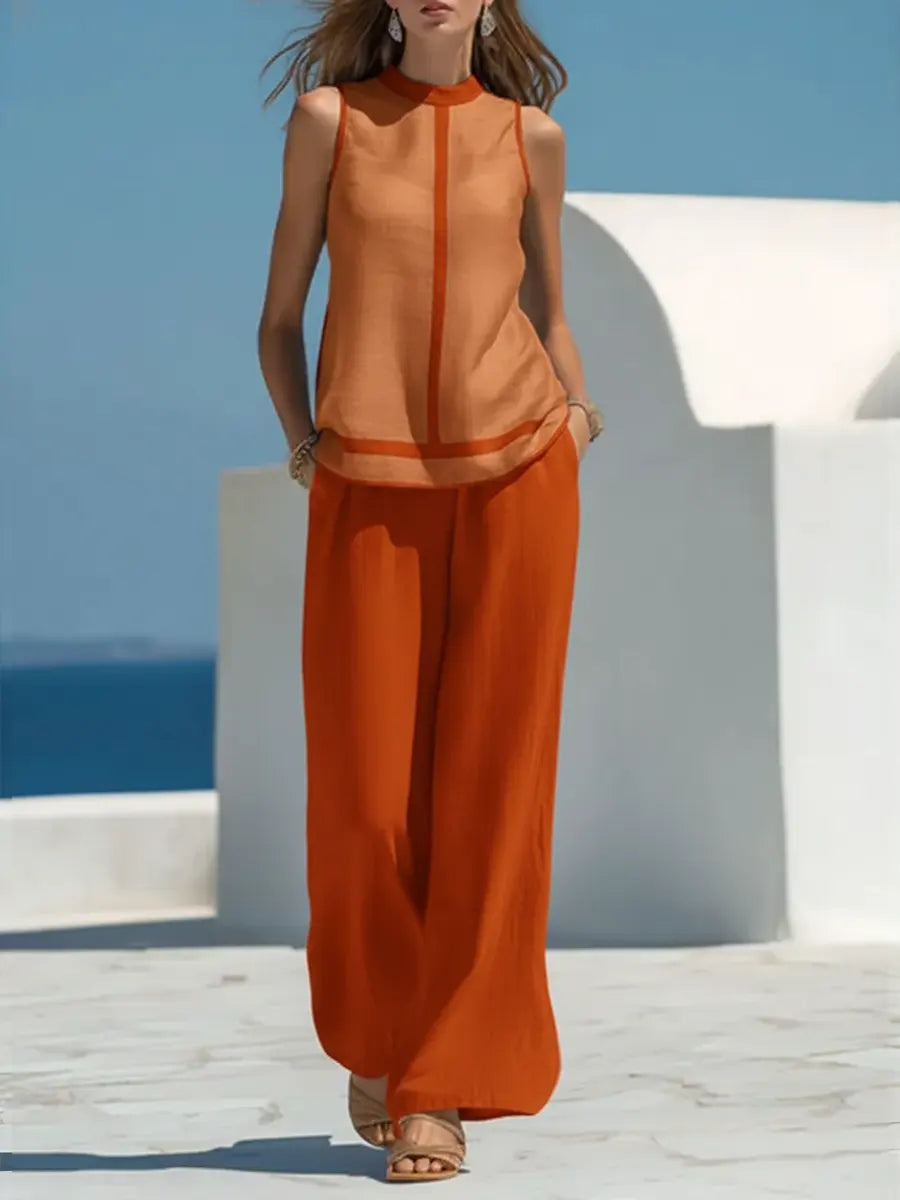 Sleeveless Top And Trousers Set