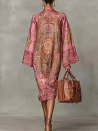 Elegant Loose-fitting Retro Print Dress