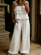 Casual And Cozy Minimalist Linen Two-piece Set