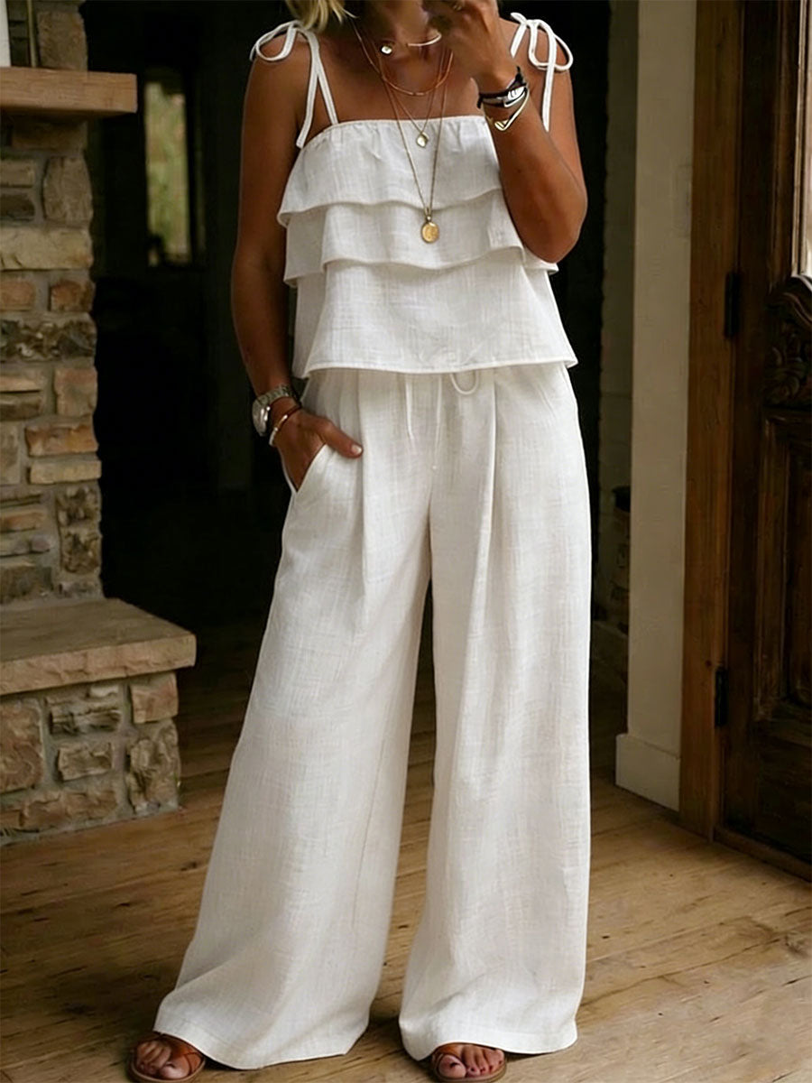 Casual And Cozy Minimalist Linen Two-piece Set