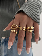 Women's Smooth Irregular Geometric Open Ring Set