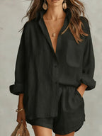 Women's Minimalist Cotton And Linen Shirt Set