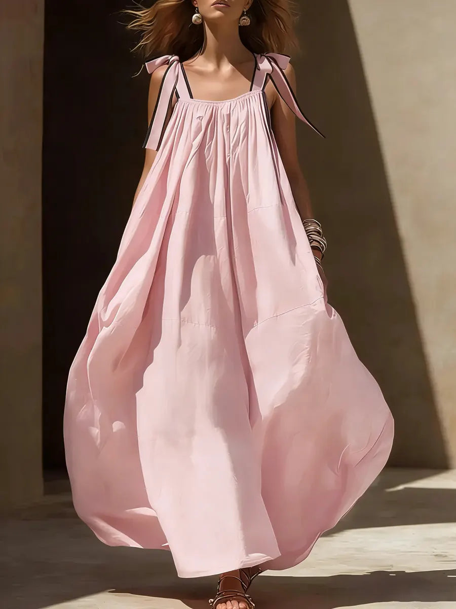 Women's Casual Vacation Style Spaghetti Strap Tie Dress