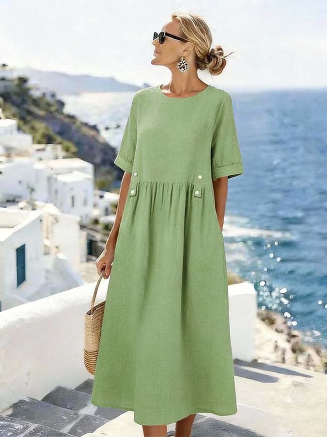 Women'S Casual Solid Color  Dress