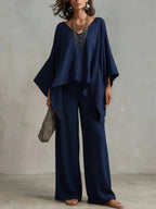 Cotton And Linen Two-piece Set With A Relaxed Vacation Style