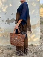 Elegant And Cozy Leopard Print Top And Pants Two-piece Set