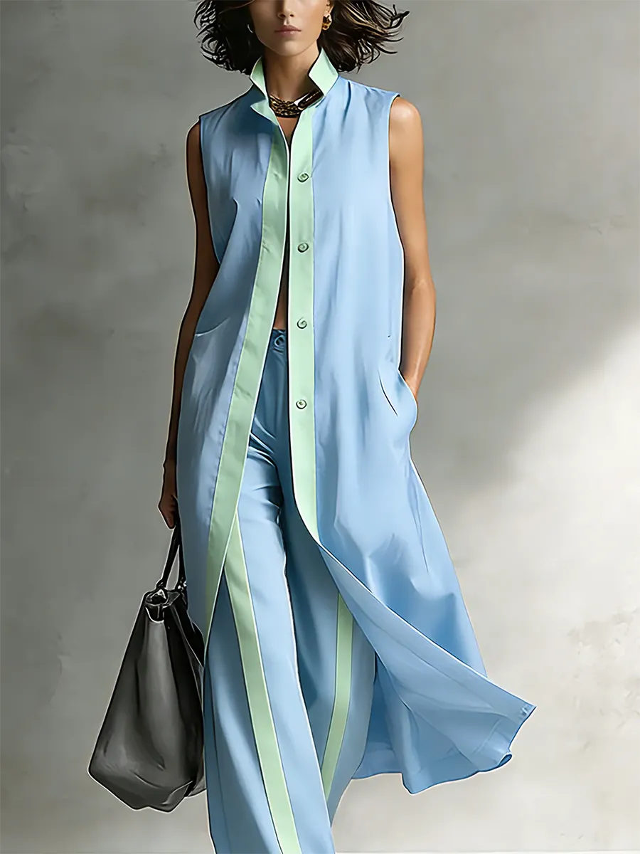 Minimalist Art-Style Decorative Trim Cotton-Linen Two-Piece Set