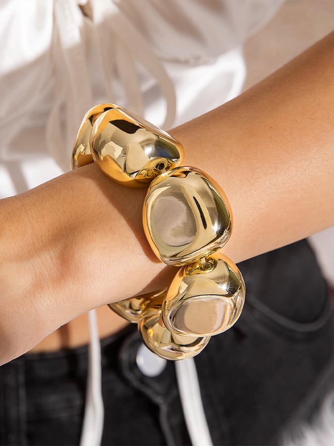 Women's Retro Multi-layer Line Wrap Geometric Open Bracelet Set