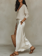 Elegant V-neck Satin Slip Dress