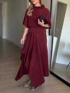 Stylish And Elegant Two-piece Top And Skirt Set