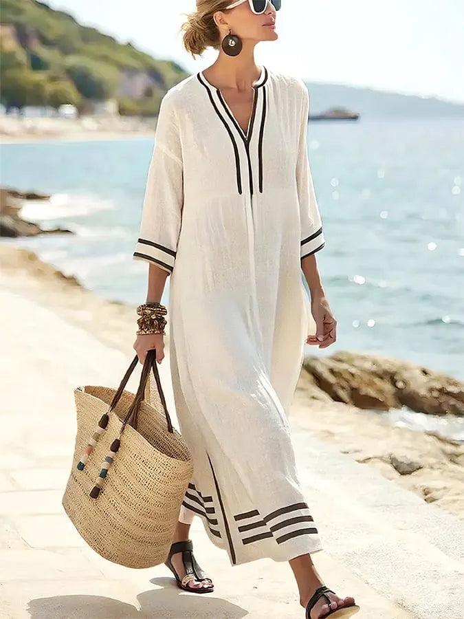 Women'S Loose Striped Print Dress