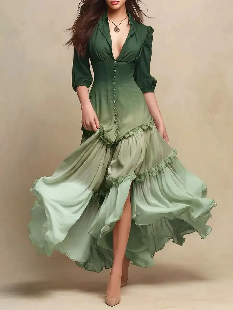 Women's Retro Gradient Color Art Casual Vacation Maxi Dress