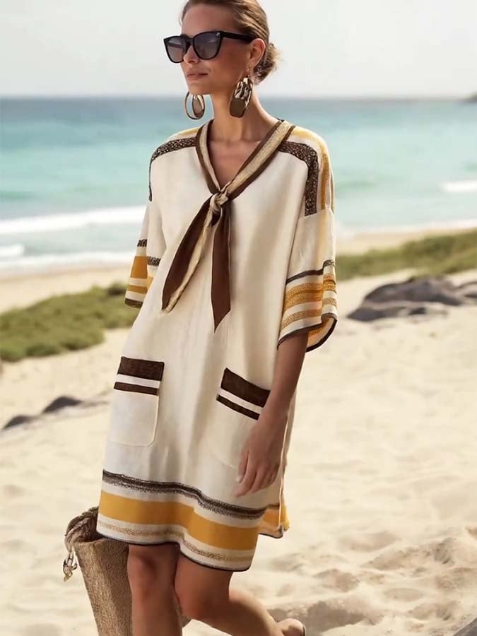 Women'S Loose Striped Print Dress