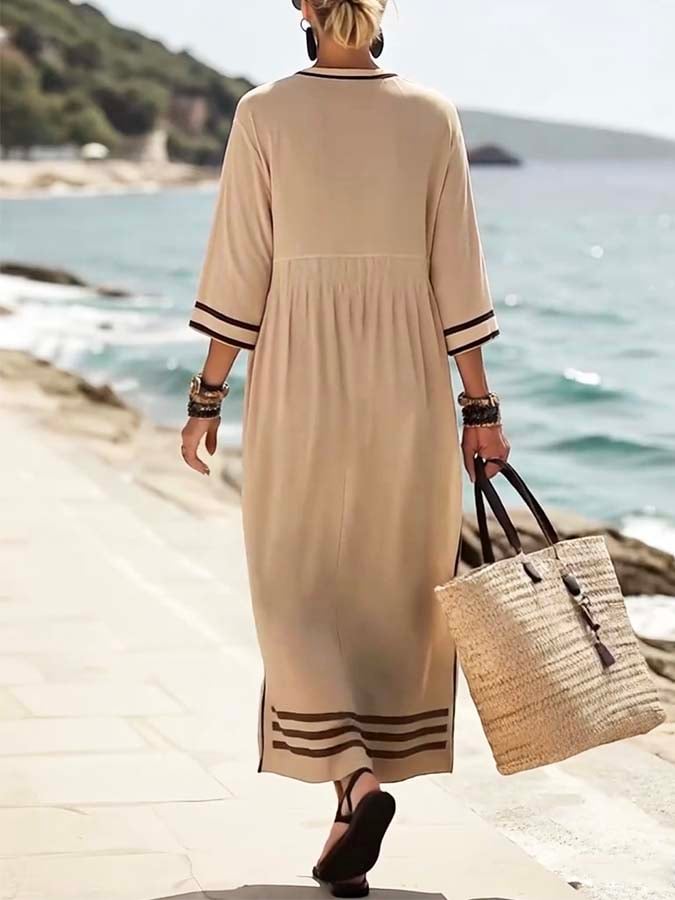 Women'S Loose Striped Print Dress