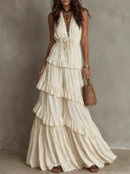 Boho Multi-layered Ruffle Hem Maxi Dress