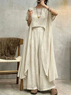 Women's Casual Irregular Design Cotton Linen Set