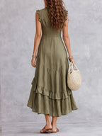 Women's Minimalist Lace Cotton And Linen Dress