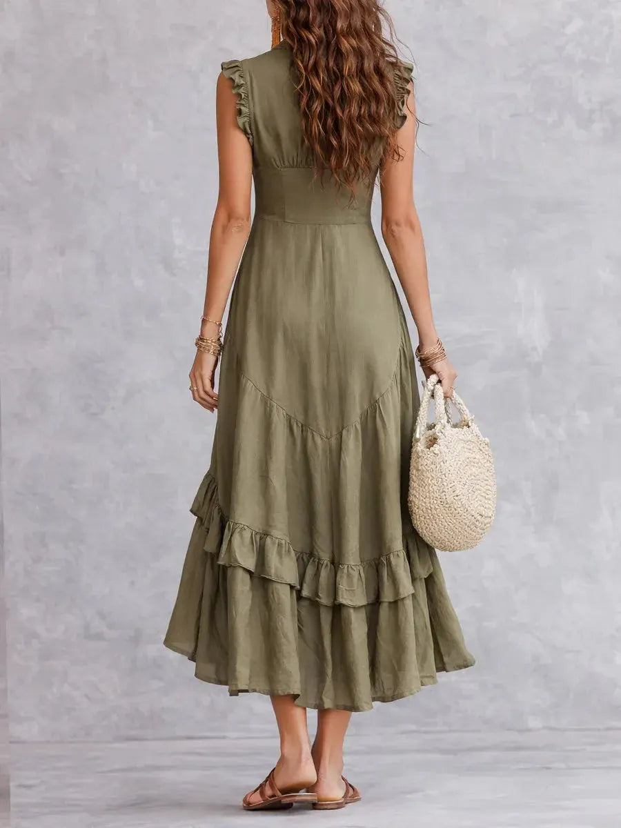 Women's Minimalist Lace Cotton And Linen Dress