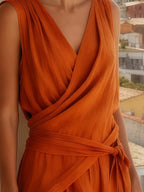 Women's Sleeveless Cross Pleated Dress