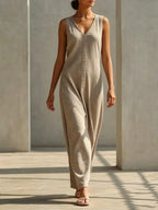 Women's Simple Robe With V-neck Dress Set