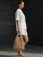Minimalist Cozy Basic Linen And Cotton Two-piece Set