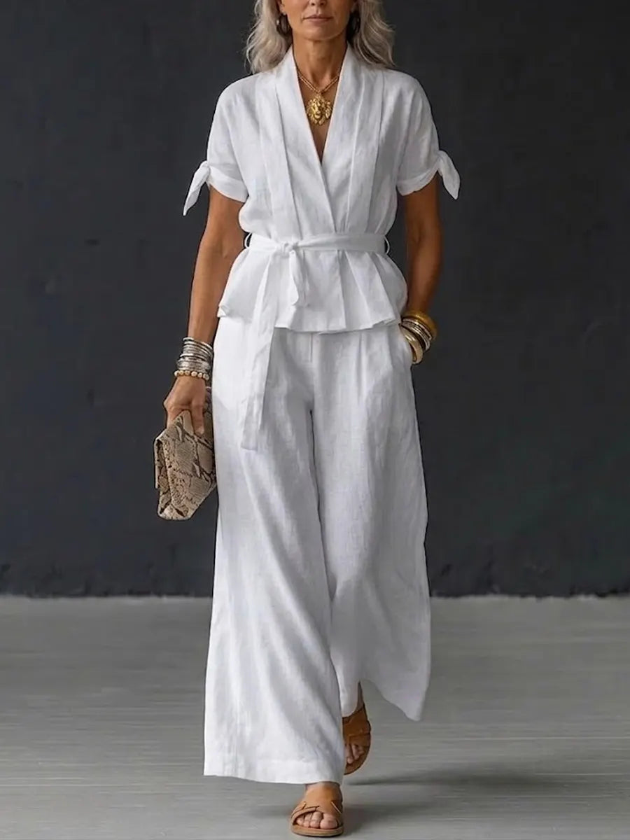 Women's Simple And Elegant Cotton-linen Set