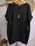 Women's Linen And Cotton Round-neck Dress