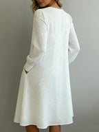 Vintage Elegant V-neck Floral Embroidery Dress