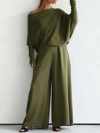 Minimalist Cozy Irregular Sweater And Jumpsuit Set
