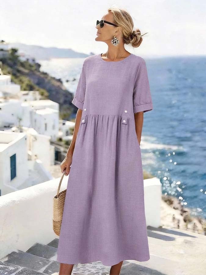 Women'S Casual Solid Color  Dress
